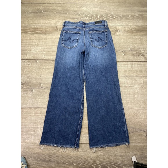 AG Adriano Goldschmied Saige Jeans Womens 32 High Rise Wide Leg Crop Raw Hem - Picture 3 of 11